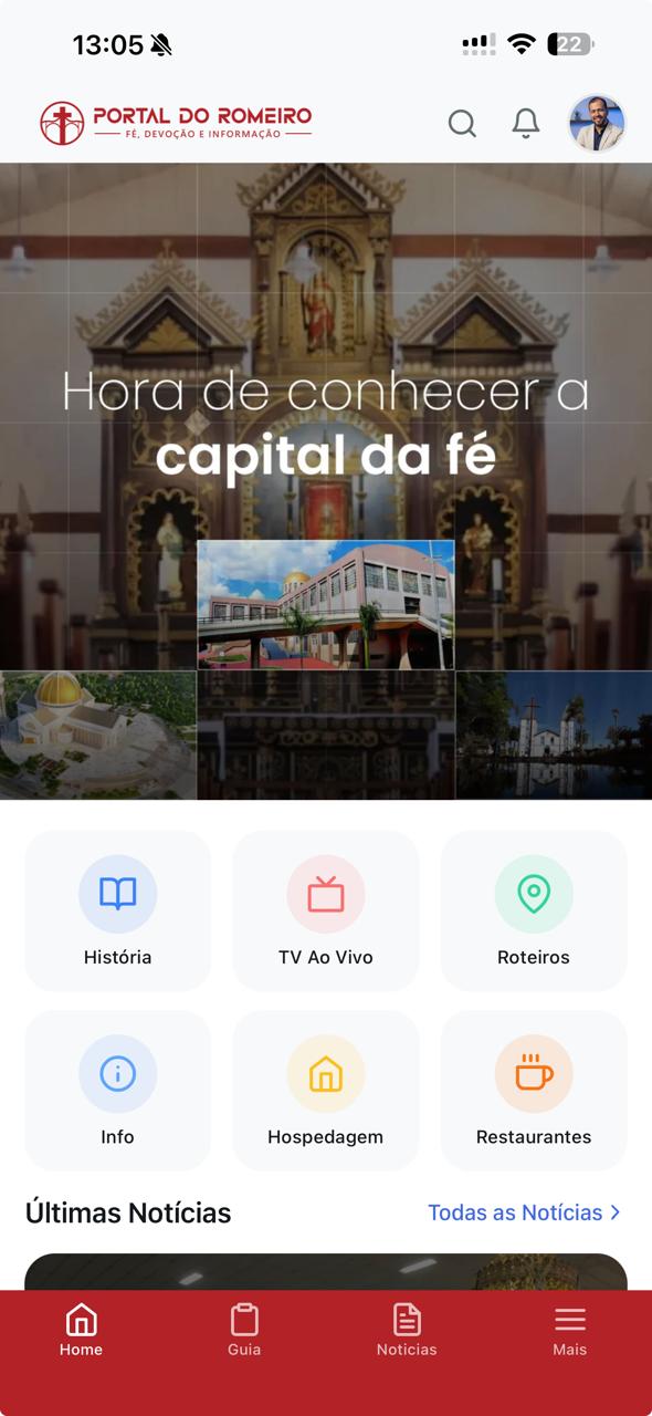 Interface do Portal do Romeiro